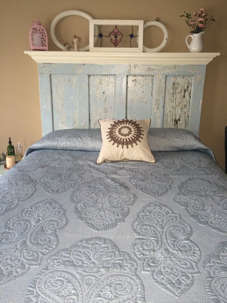 Queen Size 4 Panel Antique Door Headboard By Vintage Headboards Photo