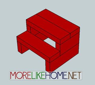 Diagram of 2x4 step stool