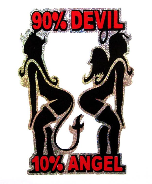 Sexy Girl Chick Devil Angel Clubbing Vinyl Funny Car Bumper Decal