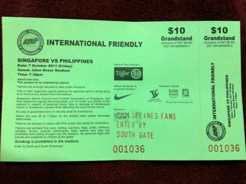 Ticket for Philippine Azkals vs Singapore Lions | FilSG