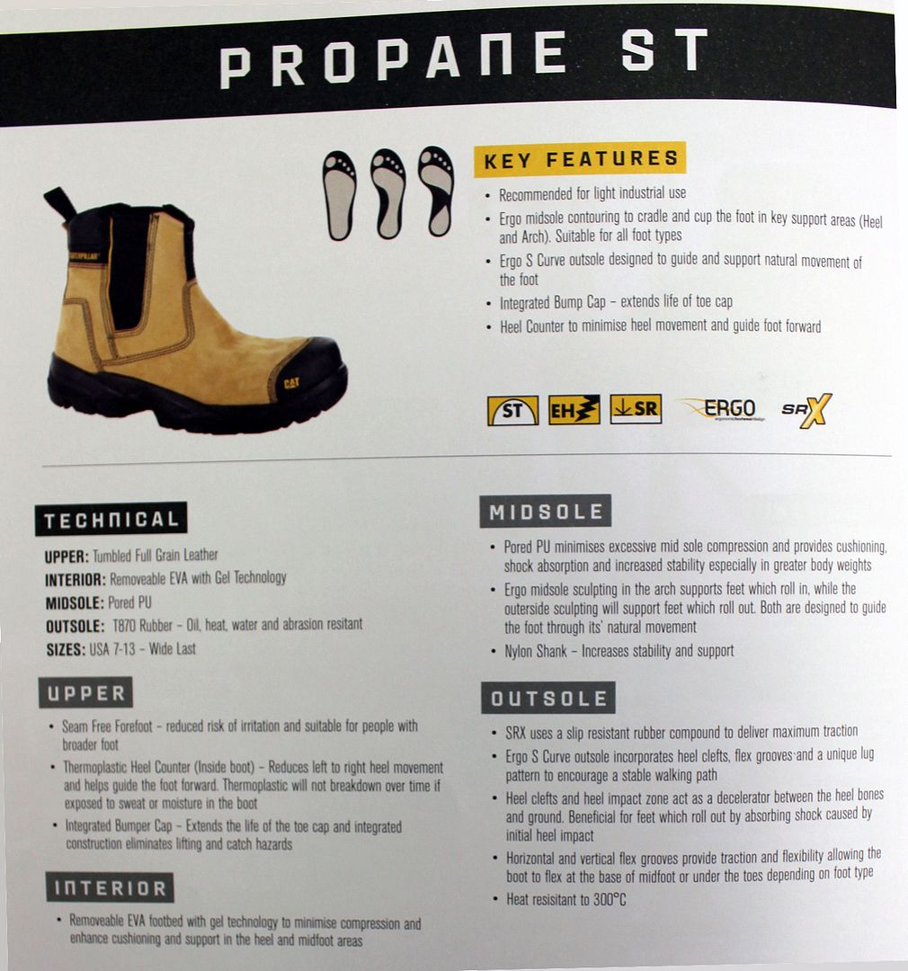 CATERPILLAR CAT PROPANE MENS STEEL TOE WORK/SAFETY BOOTS/SHOES DURABLE