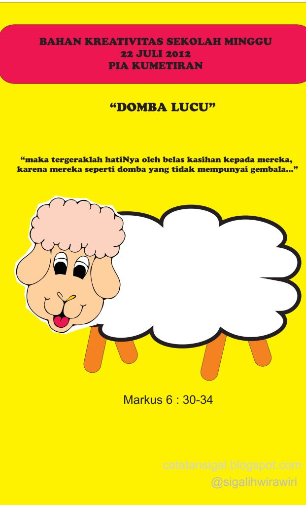Bahan Kreativitas Sekolah Minggu 22 Juli 2012 PIA Kumetiran "Domba