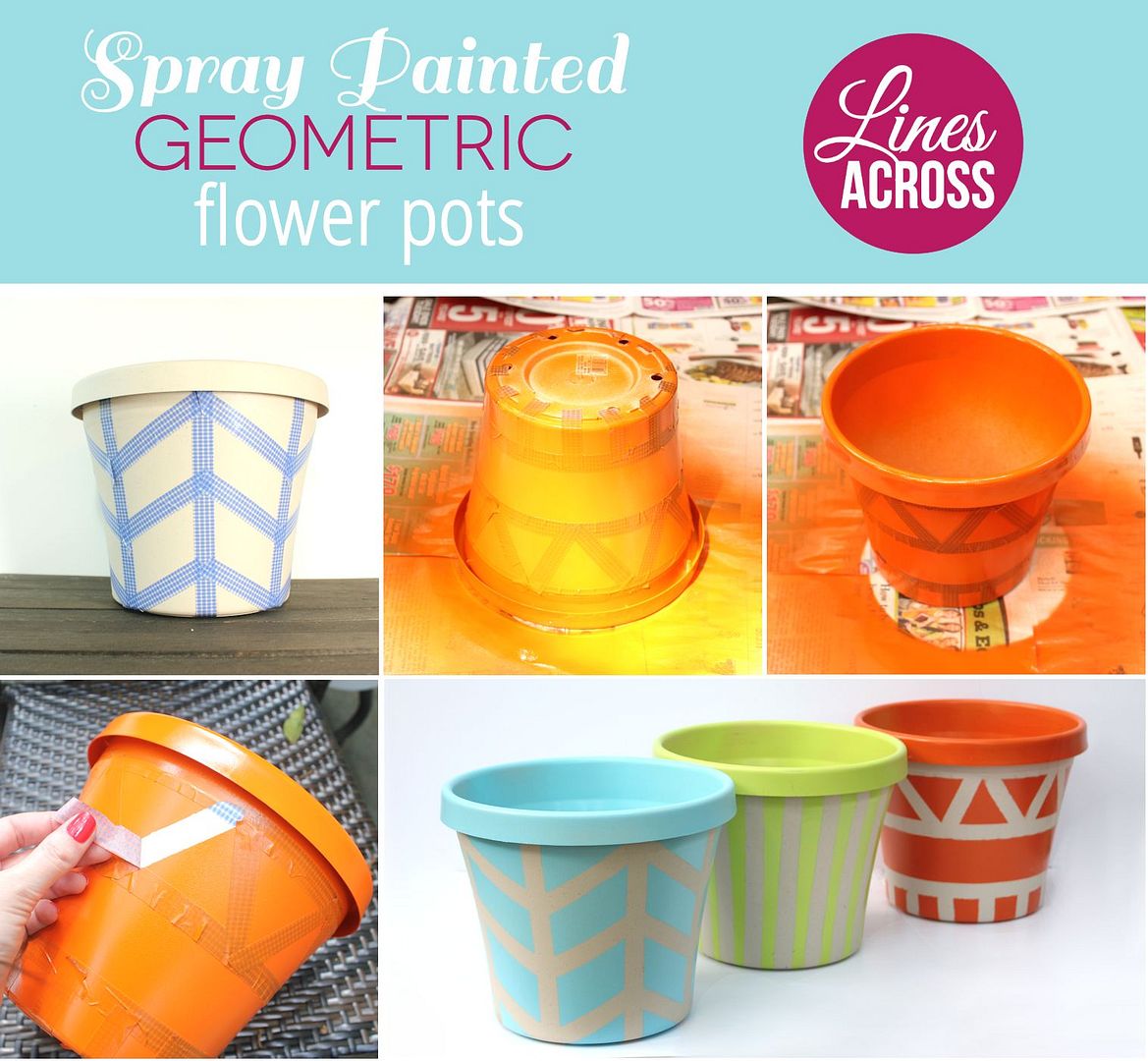 Spray Painted Geometric Flower Pots