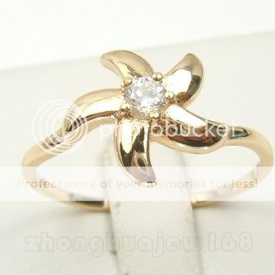 UNIQUE SIZE8 LADYS LILY SAPPHIRE CZ 10KT REAL YELLOW GOLD FILLED 