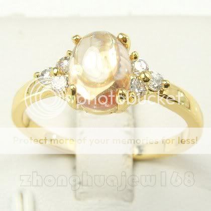 ELEGANT SIZE9 (R) LADYS CHAMPAGNE SAPPHIRE CZ 10KT REAL YELLOW GOLD 