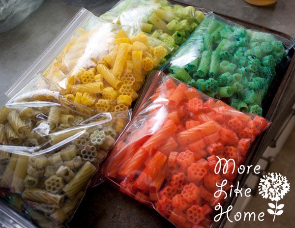 More Like Home: Dyed Pasta Busy Bag