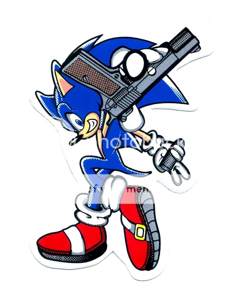 Sonic The Hedgehog pistol Gun Motorcycle Car Decal Sticker K100  