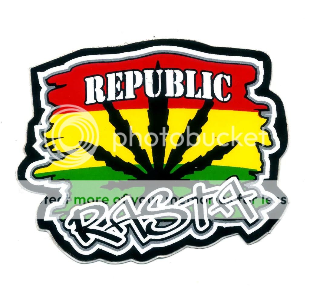 Rasta Reggae Republic Cannabis Biker Car Sticker E79