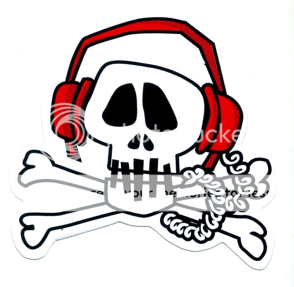 Skull Listen Music Rock Headphone Scrapbook Car Van Truck Decals Sticker R96