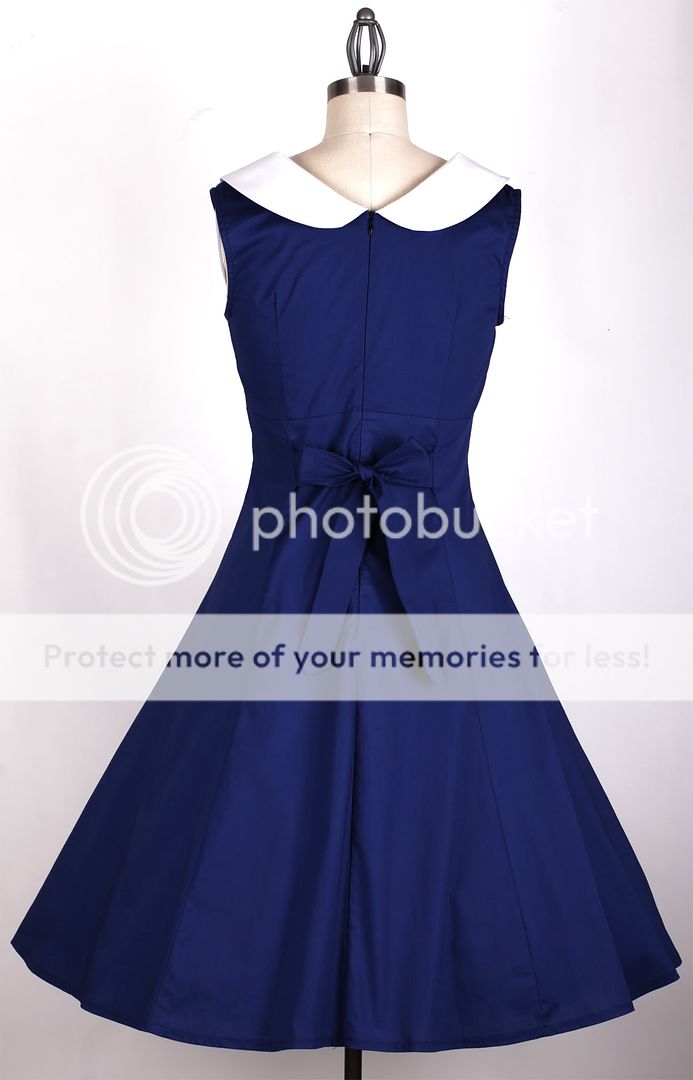 50s Vintage Navy Blue PLUSSIZE 3X Sailor Dress Rockabilly Retro Pinup 