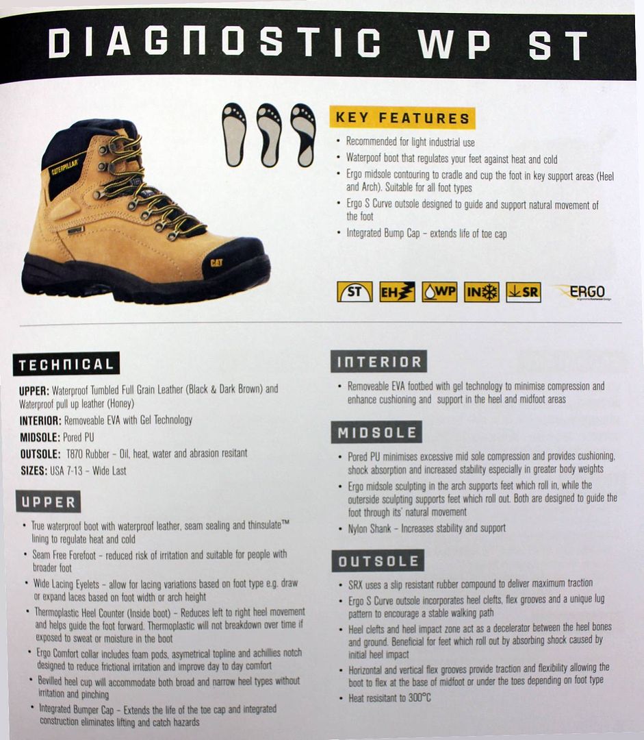 CATERPILLAR CAT DIAGNOSTIC MENS STEEL TOE WORK/SAFETY BOOTS/SHOES ...